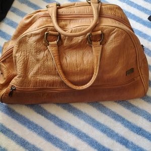 Brown leather handbag